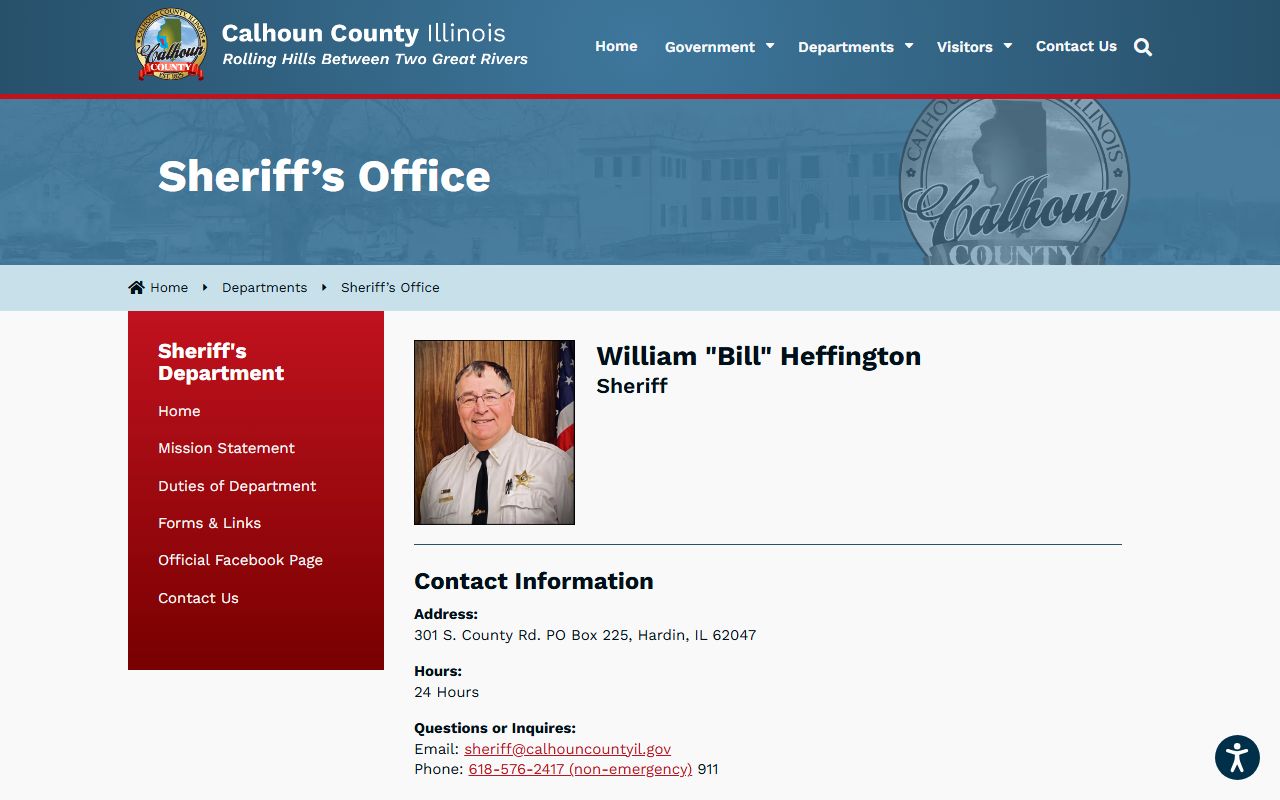 Calhoun County inmate search sheriff office contact page